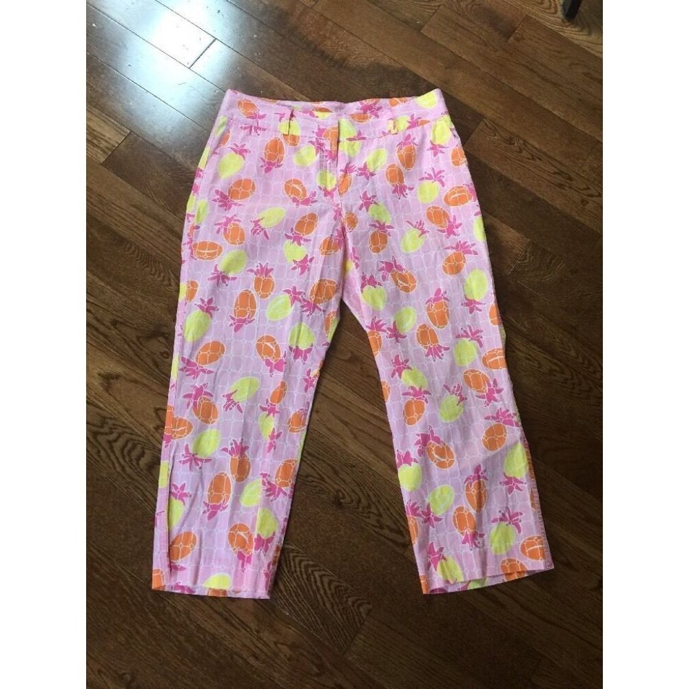 LILLY PULITZER PANTS Crop Capris Pink Spanish Tile